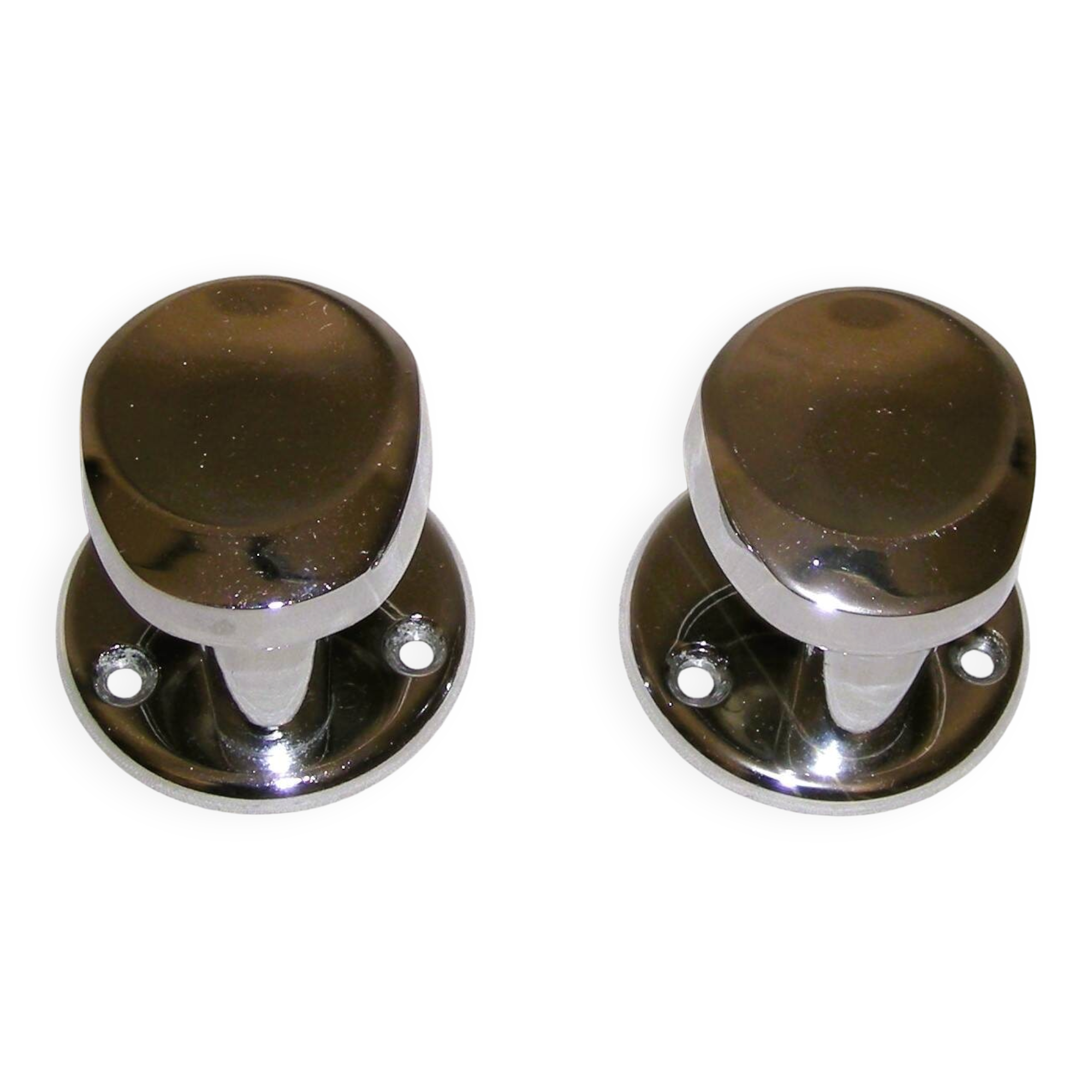 Pair of stainless steel coat racks from the 1970s.