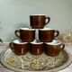 Set of 6 vintage brown glazed bistro coffee cups.