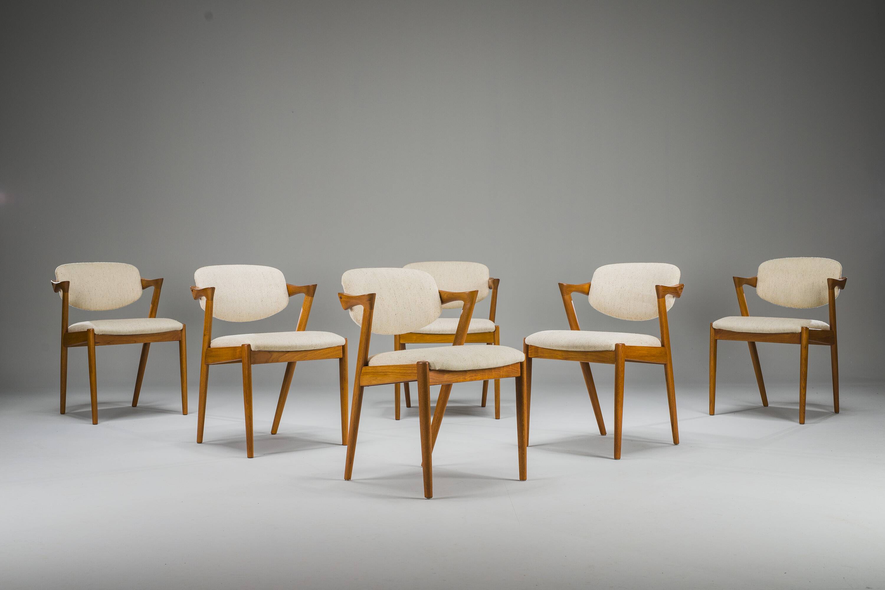Dining Chairs Model 42 in Teak, Kai Kristiansen for Schou Andersen, 1960s,