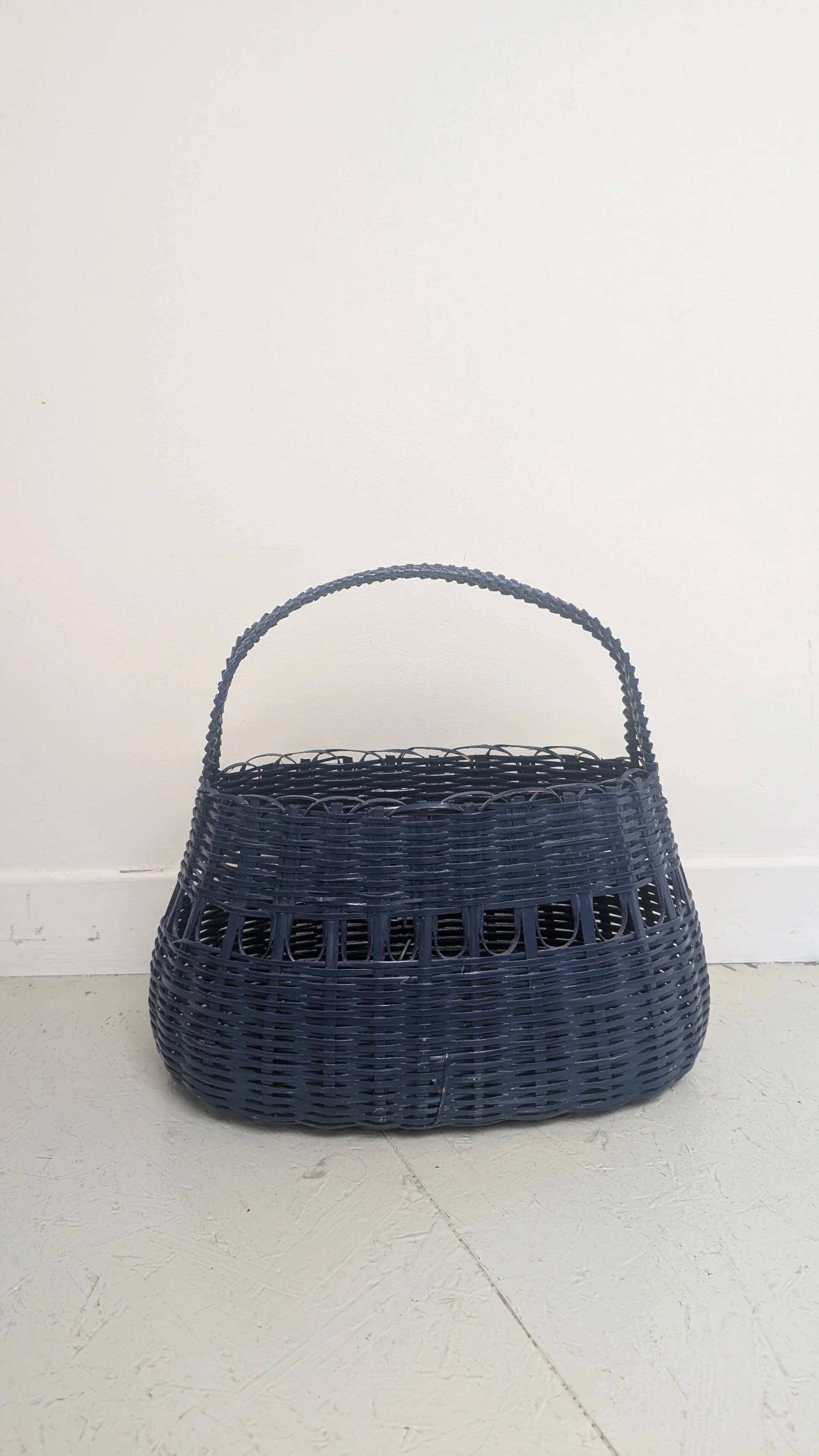 Blue wicker basket