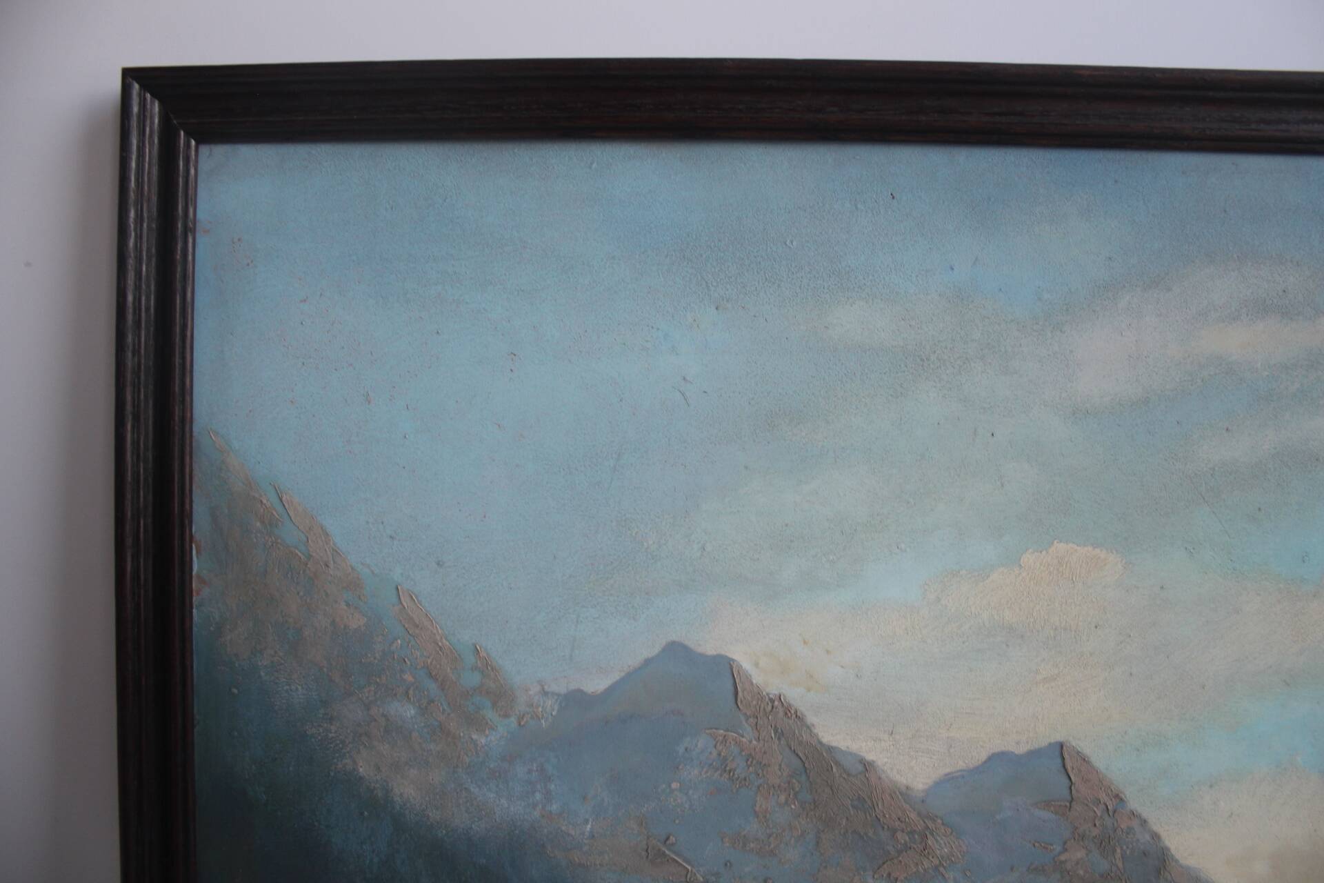 Hand painted painting, oil on fiberboard, signed, Czechoslovakia, 1960's.