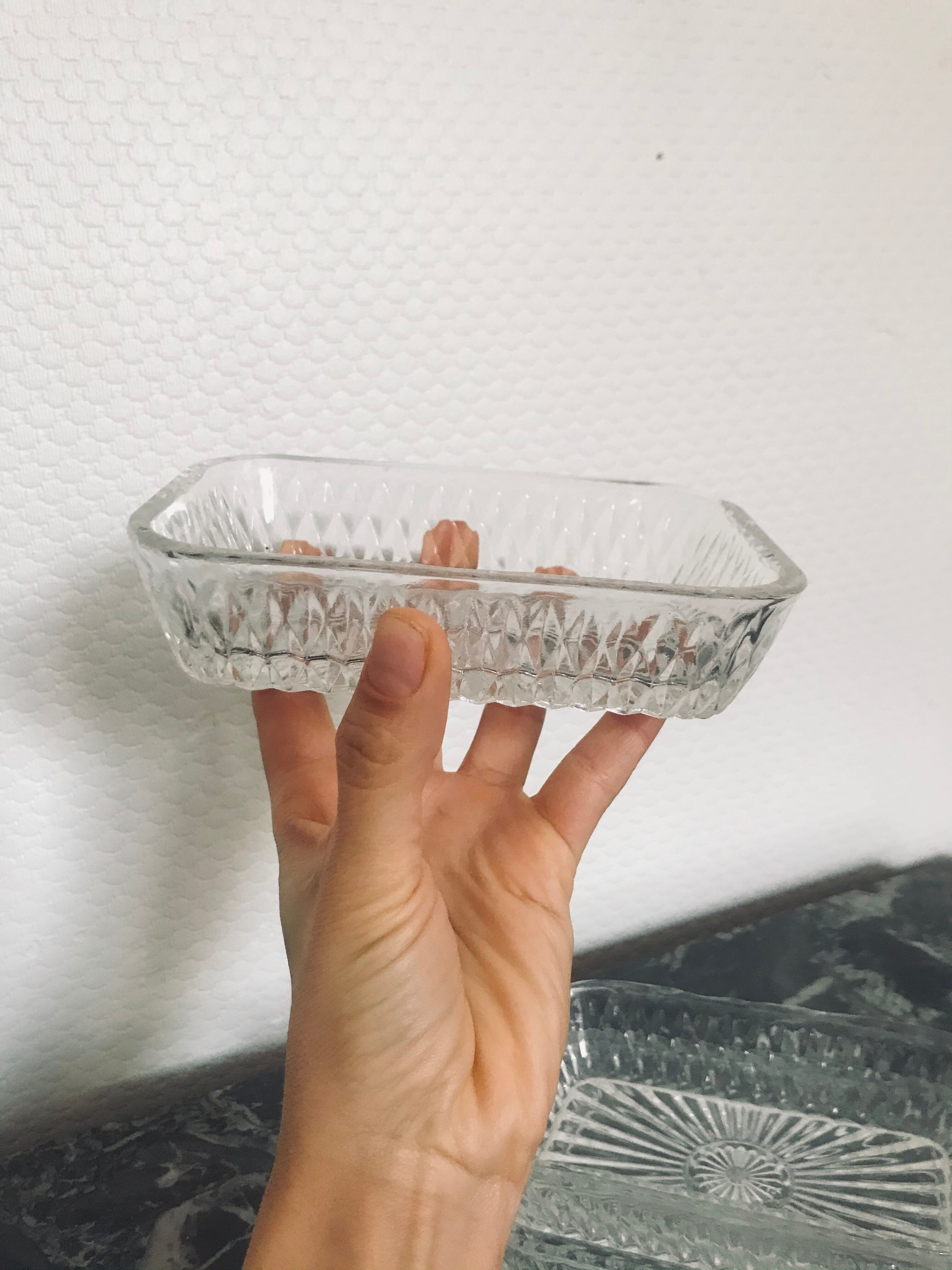 Lot of three moulded glass ramekins