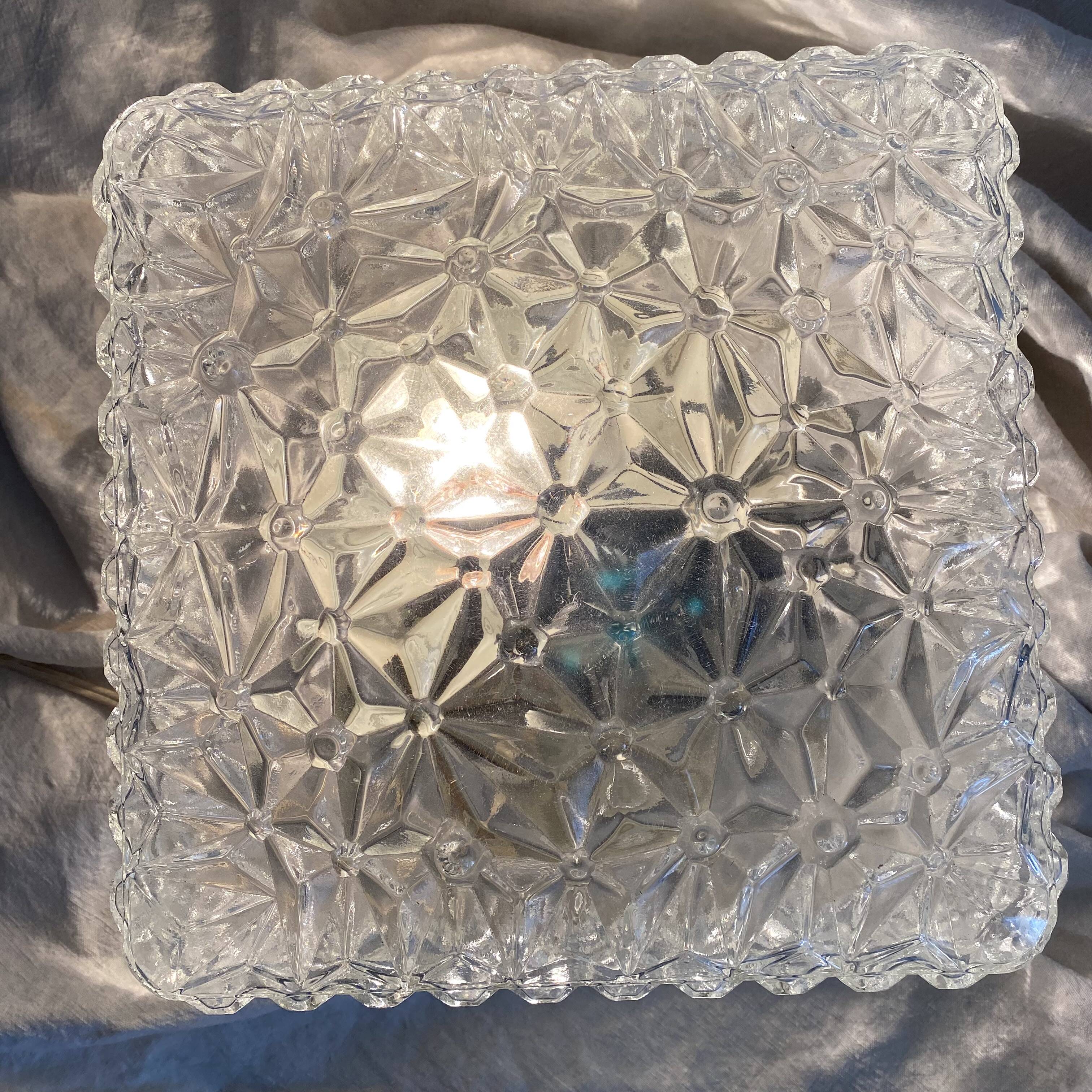 Vintage square molded glass ceiling light