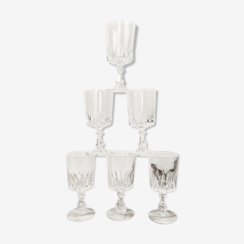 6 verres à eau cristal d'arques modèle louvre