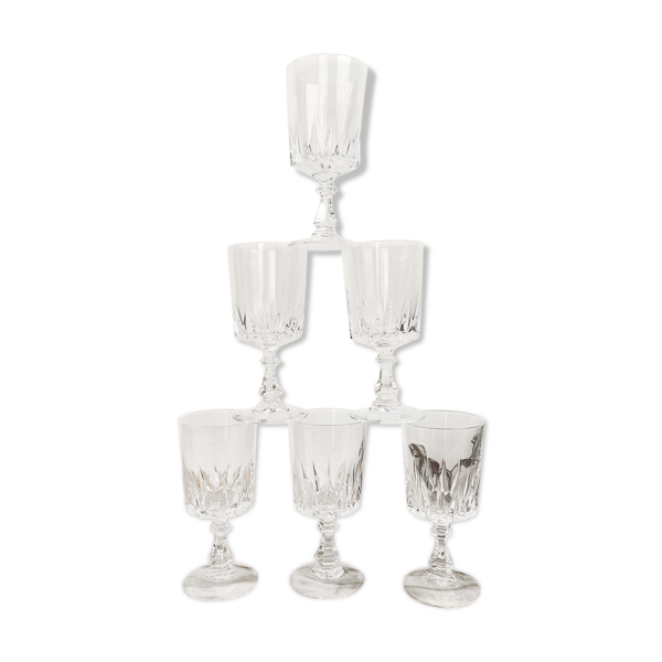 6 verres à eau cristal d'arques modèle louvre