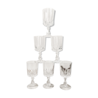 6 Arques crystal water glasses, Louvre model