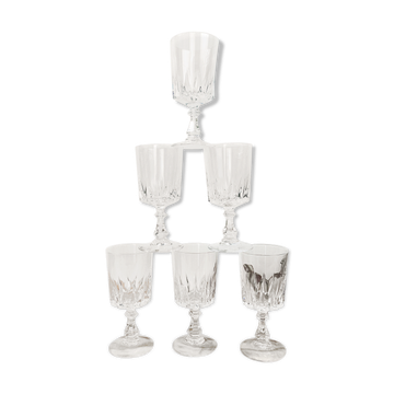 6 Arques crystal water glasses, Louvre model