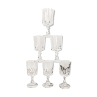 6 crystal d'arques water glasses louvre model