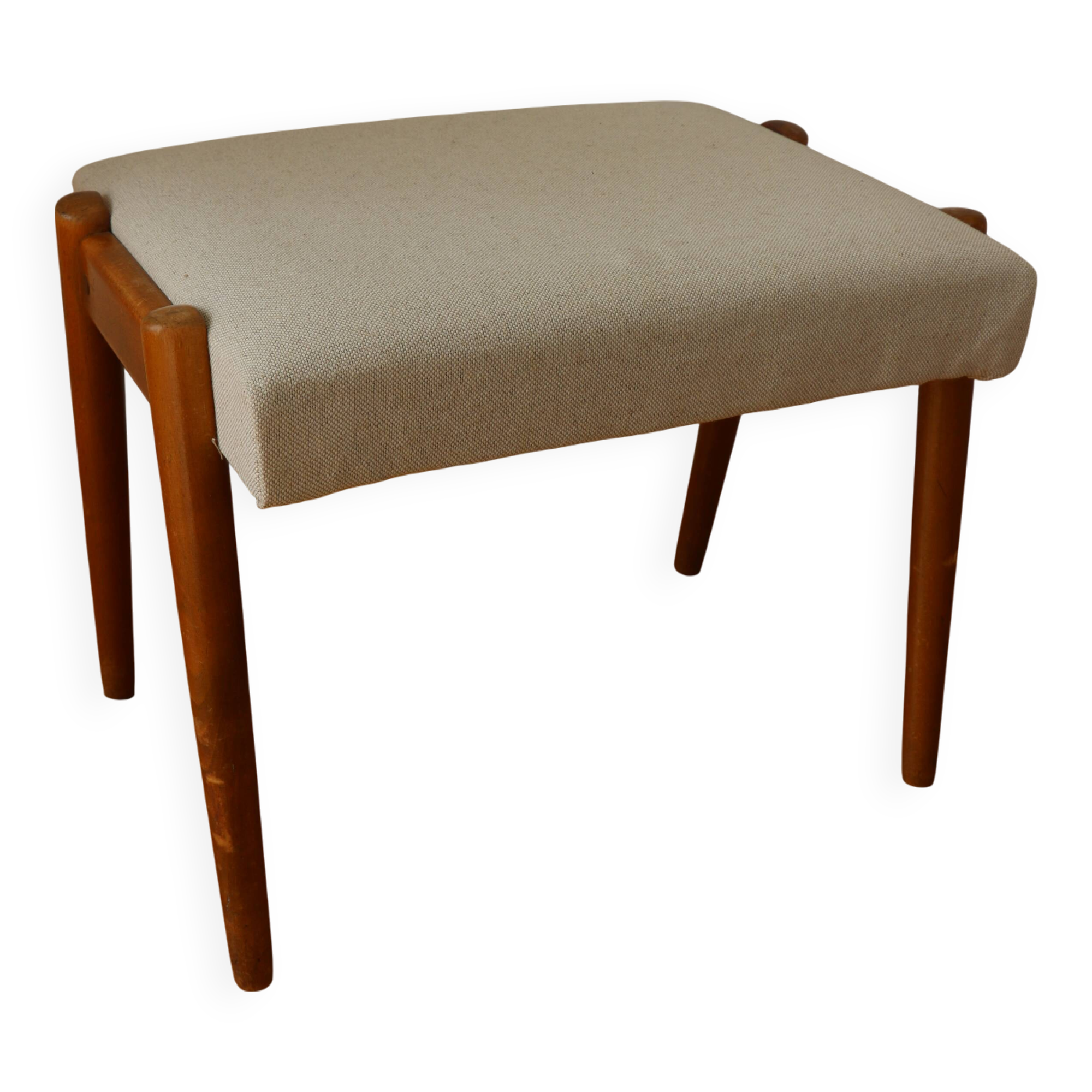 Scandinavian footstool, reupholstered, 1960