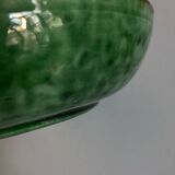 Aegitna hollow dish on heel in green glazed earthenware