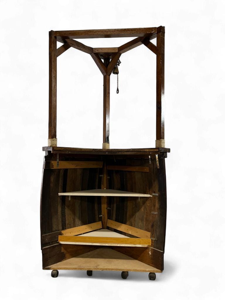 Vintage wooden high bar/counter/bar cabinet with cloche