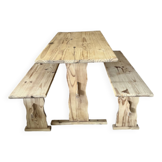 Table and its two benches