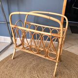Vintage rattan magazine rack