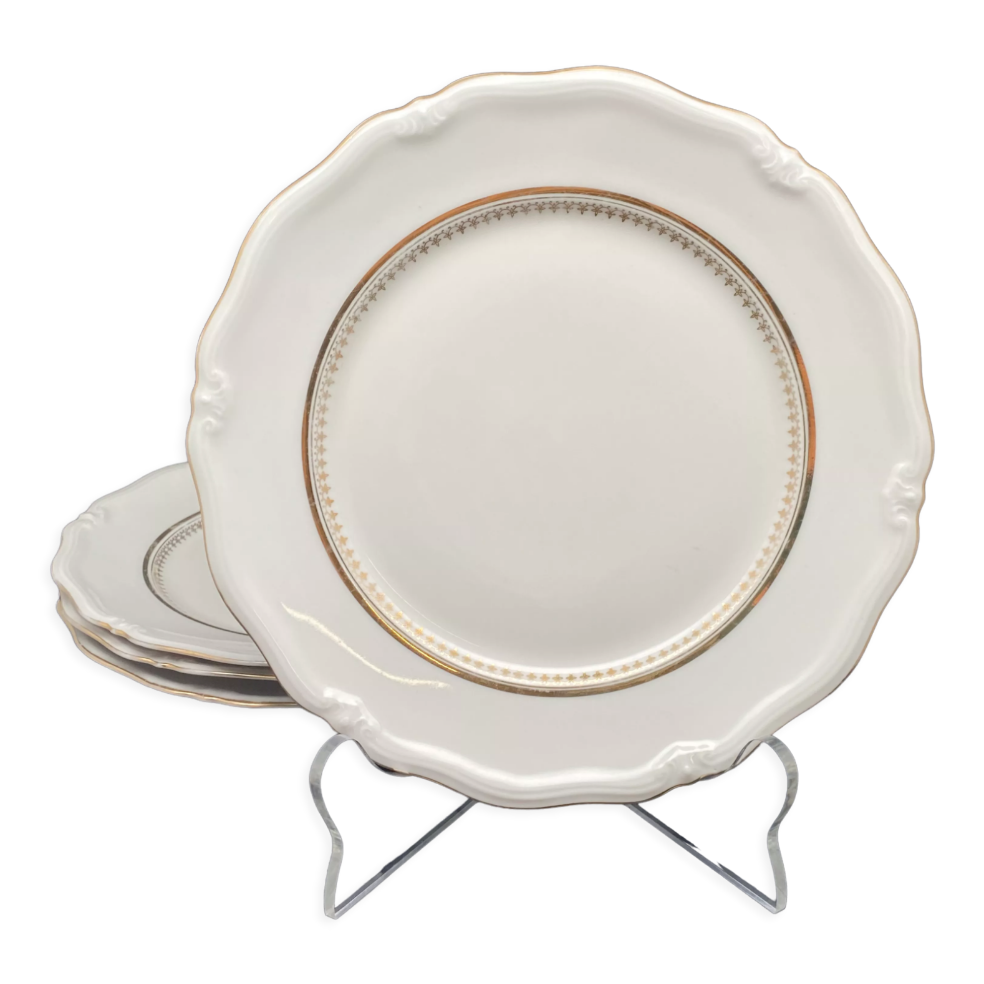 Lots de 4 assiettes porcelaine liseré or