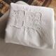 Old large linen sheet monogrammed CP