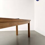 Solid oak farmhouse table, square legs.