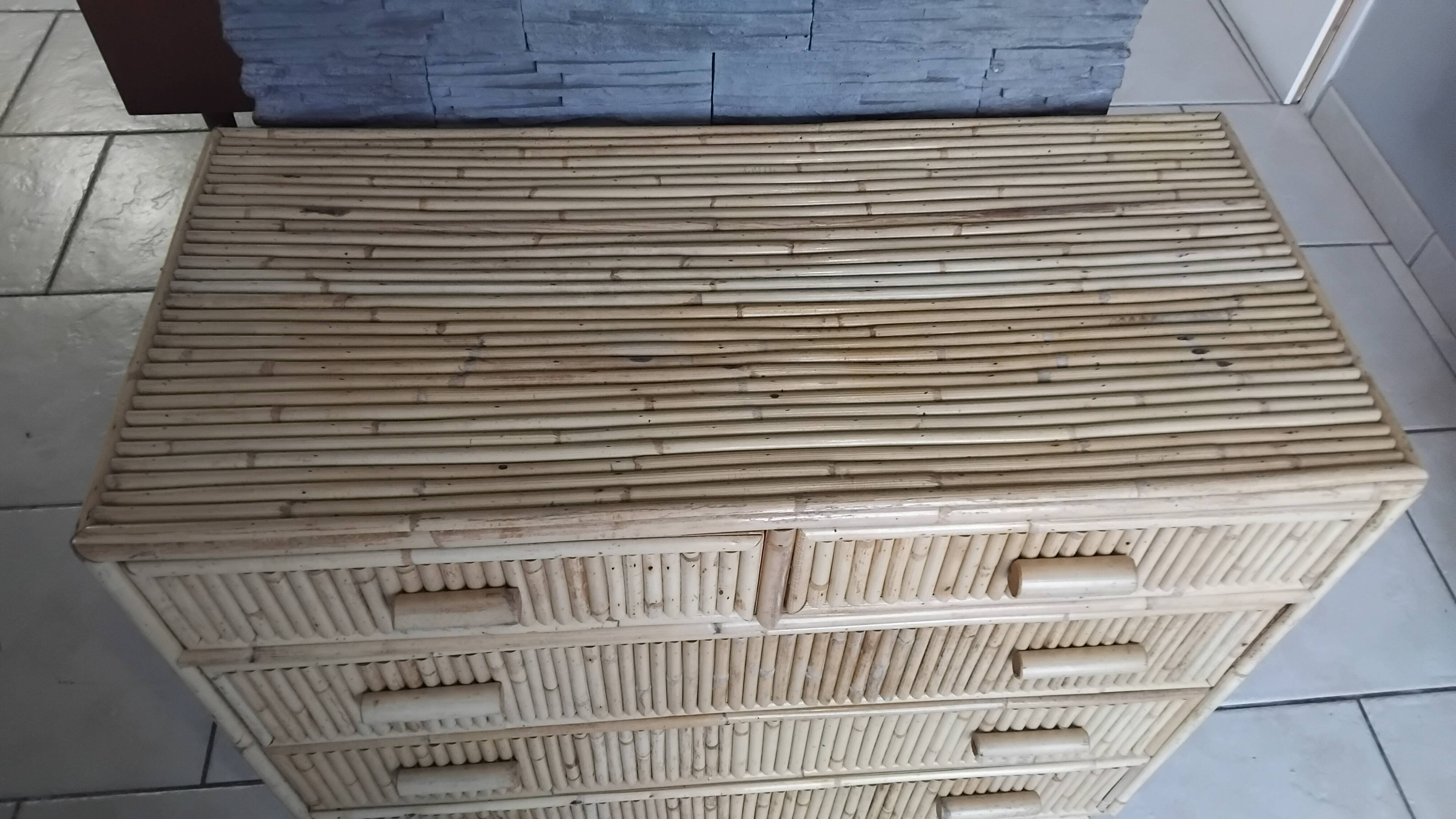 Vintage rattan chest of drawers