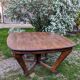 Antique Art Deco table with Eiffel-style legs in solid oak