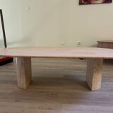 Oval travertine coffee table