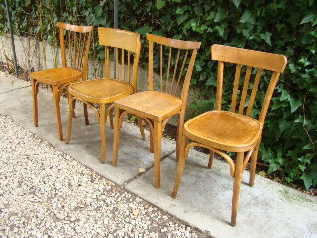 Lot of four old bistro chairs