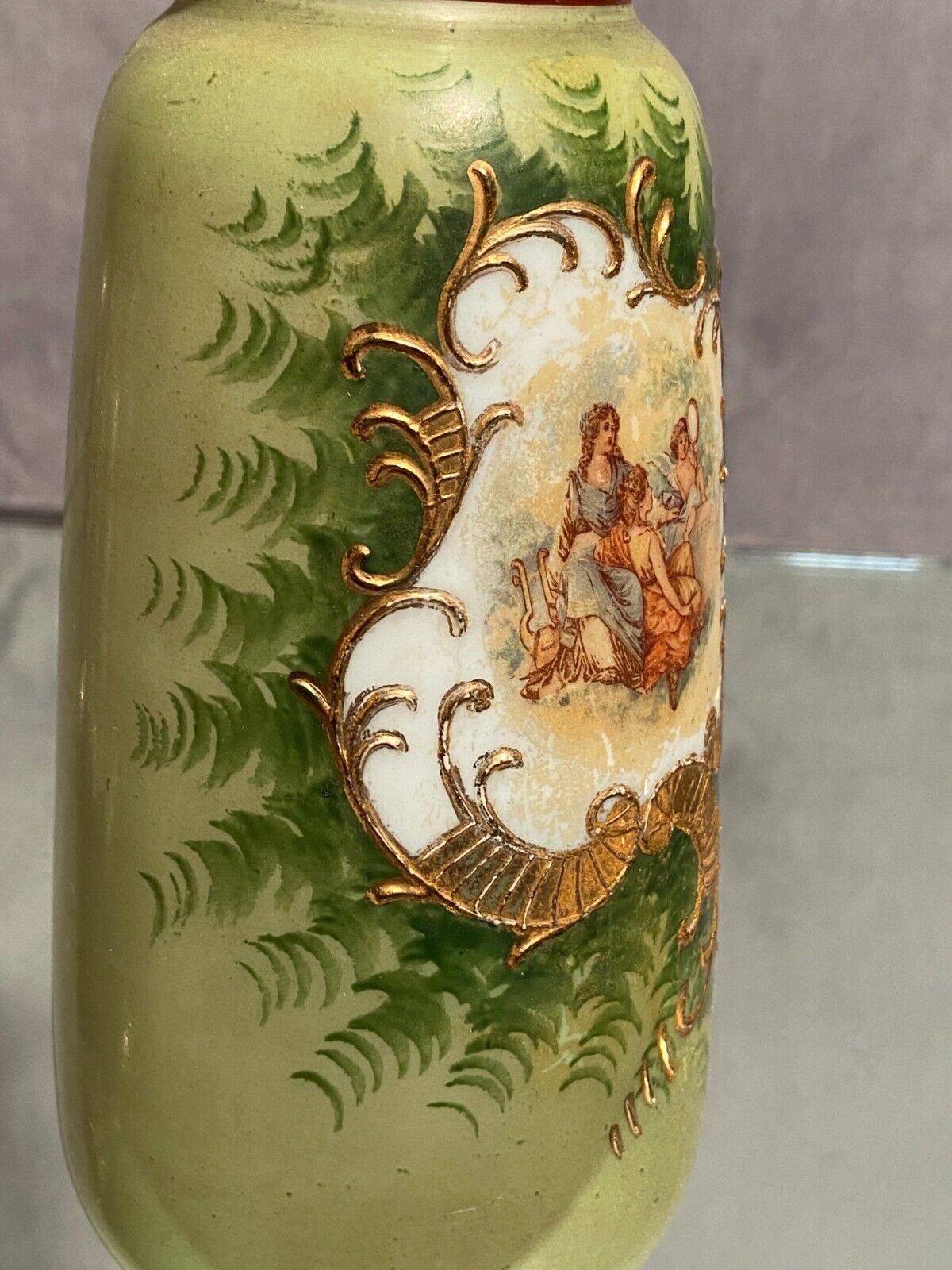 Opaline vase with fine nineteenth gold enamelled cartridge decoration