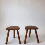 Paire tabourets de ferme tripodes vintage