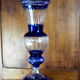 Cobalt blue carved crystal vase - Cristallerie de Lorraine