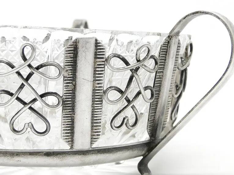 Postmodernist sugar bowl, silver-plated brass, HEFRA, Poland, 1970s