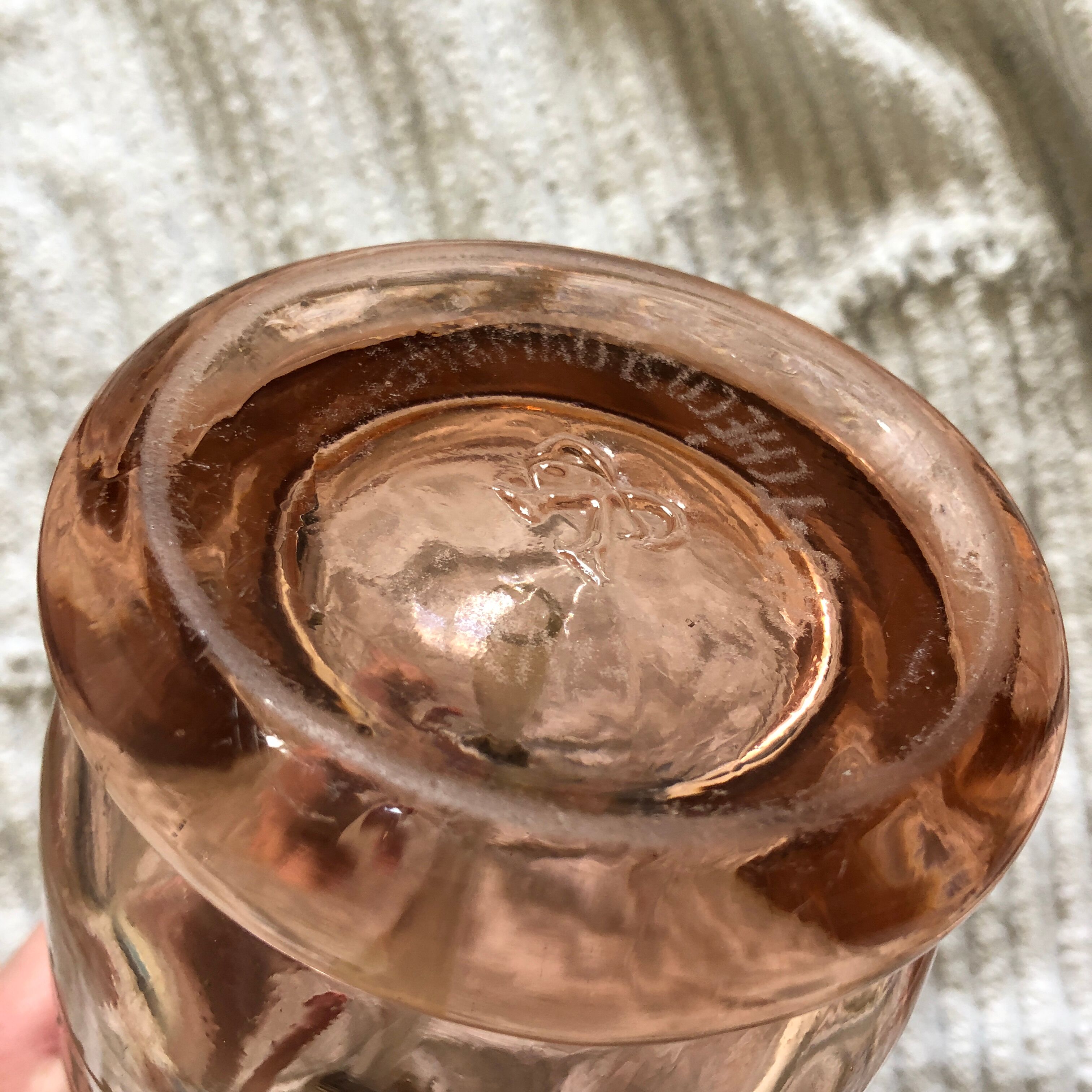 Old twisted pink glass siphon