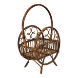 Italian Bamboo & Rattan Magazine Rack, 1950s
