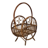 Italian Bamboo & Rattan Magazine Rack, 1950s