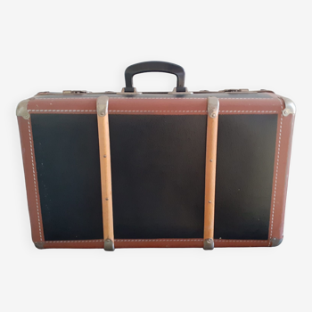 Vintage cardboard and wood suitcase: 54x33x16cm