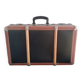 Valise vintage carton et bois : 54x33x16cm