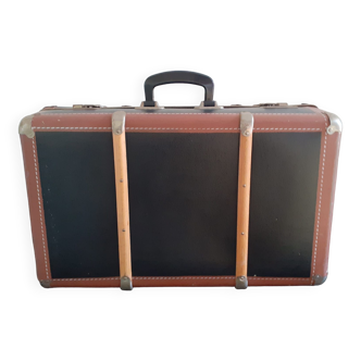 Vintage cardboard and wood suitcase: 54x33x16cm