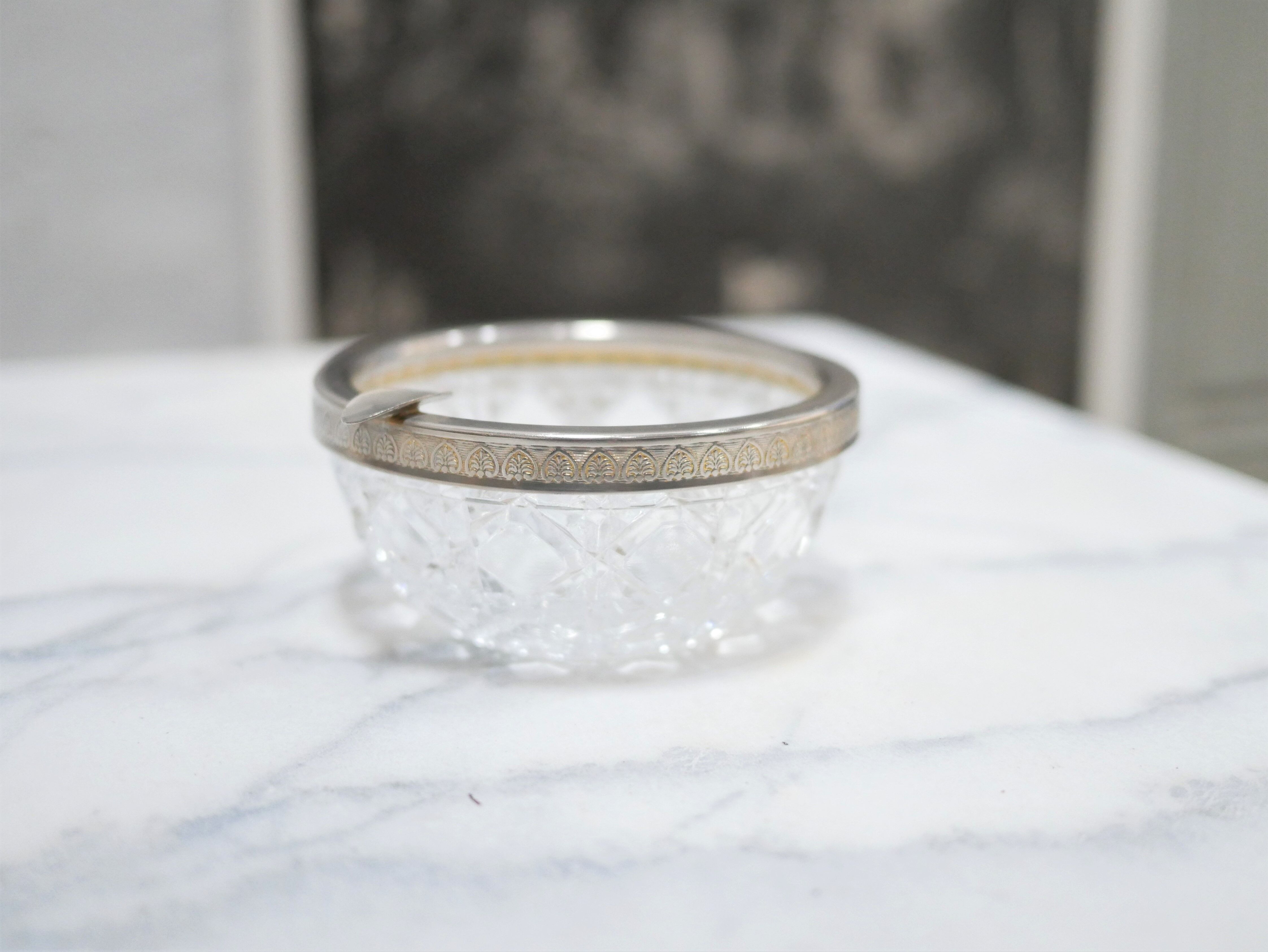 Vintage ashtray in crystal and silver metal