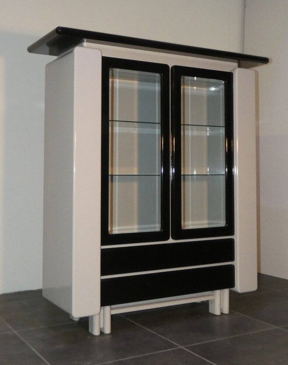 Bicolour lacquered wood bar cabinet, Italy, 1980s