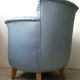 Cocktail chair bas corbeille in sycamore blond and blue silk - art deco 1930