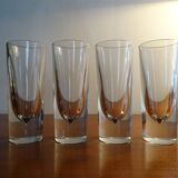 4 high glasses Heavy bullet glass Carlo Moretti Italy 1980 signed