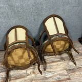 Pair of Louis XV period cabriolet armchairs in carved wood, 18th century