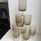 Set of 8 70s smoked glass wine glasses