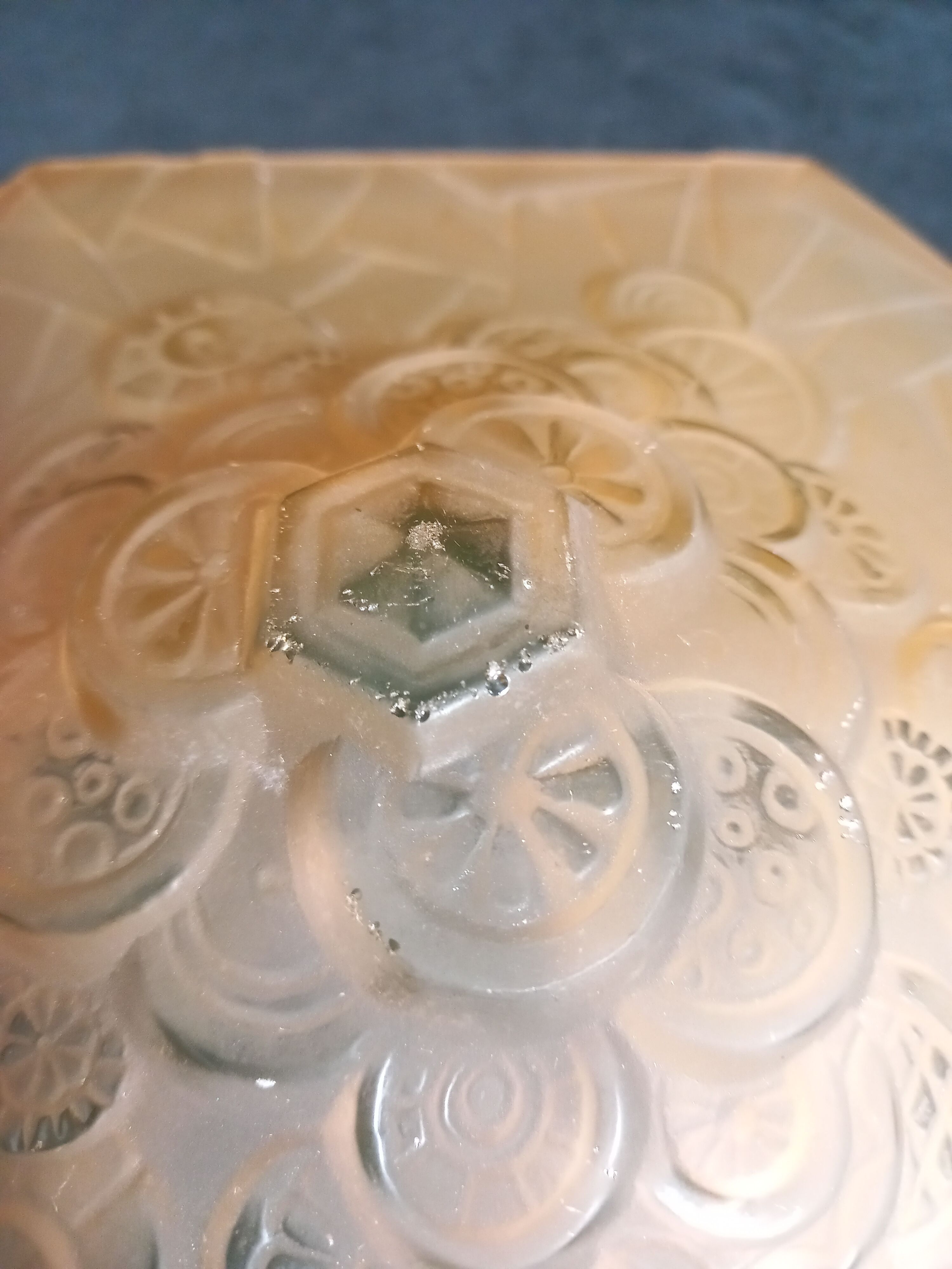 Art Deco pendant lamp in pink frosted glass signed Muller Frêres Luneville