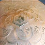 Art Deco pendant lamp in pink frosted glass signed Muller Frêres Luneville