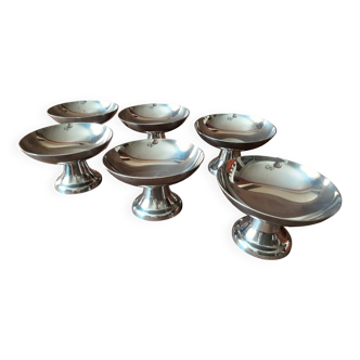 Set of 6 metal footed bowls