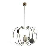 Space Age chrome-plated stylish pendant ceiling lamp, 1970s