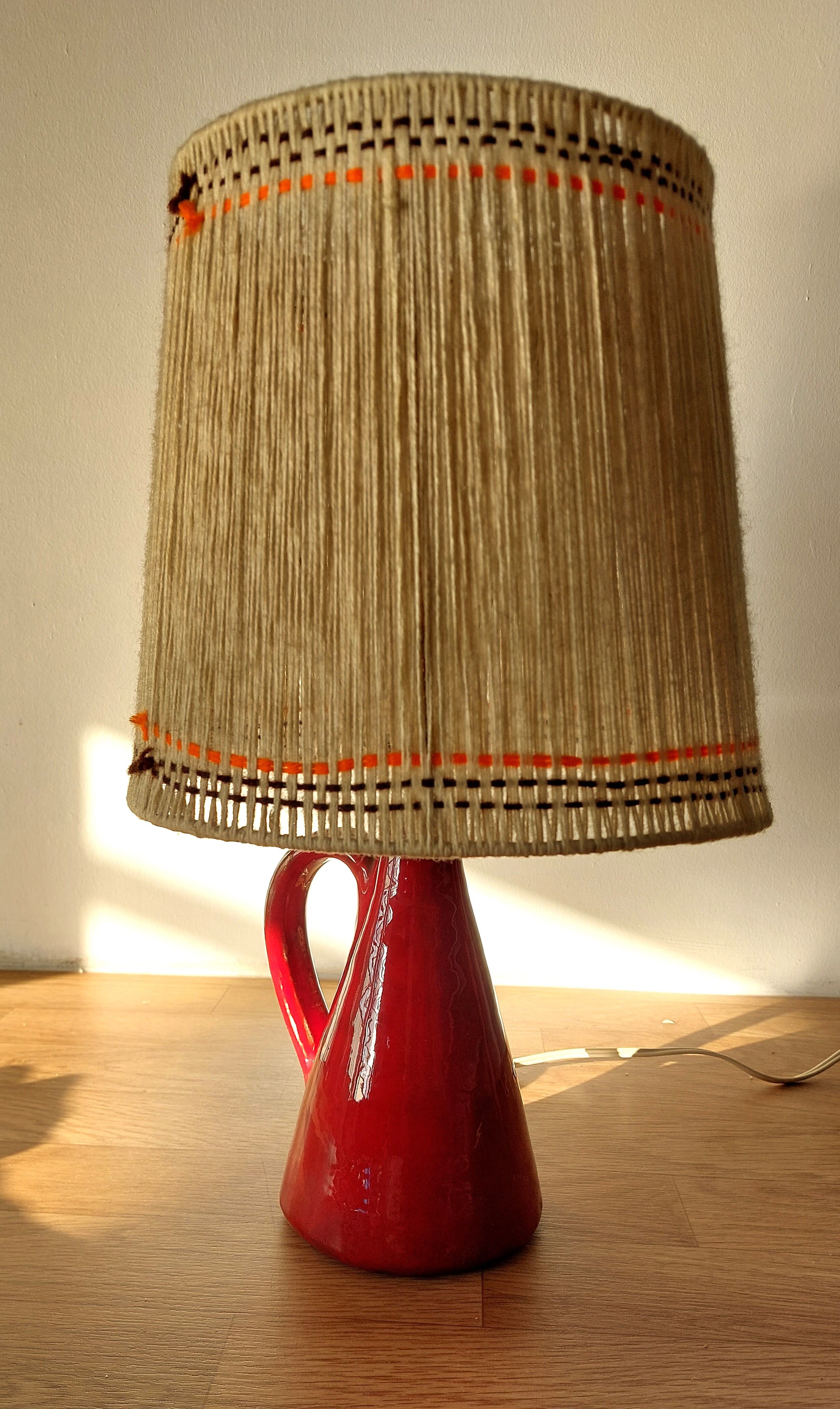 Red ceramic lamp 1950/1960.
