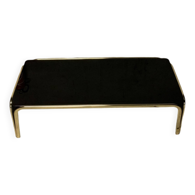 Table basse design vintage verre et métal doré