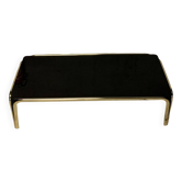 Table basse design vintage verre et métal doré