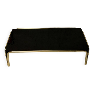 Vintage design coffee table glass and gold metal
