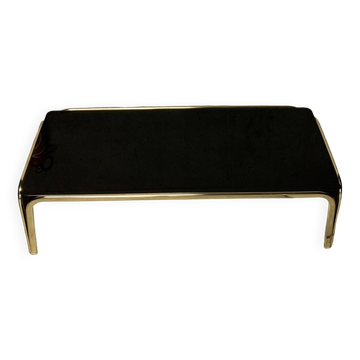 Table basse design vintage verre et métal doré