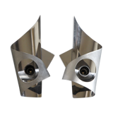 Polished and brushed stainless steel sconces 1970